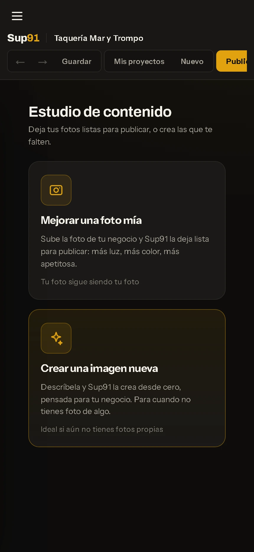 El Estudio de contenido de Sup91: mejorar una foto propia o crear una imagen nueva desde cero