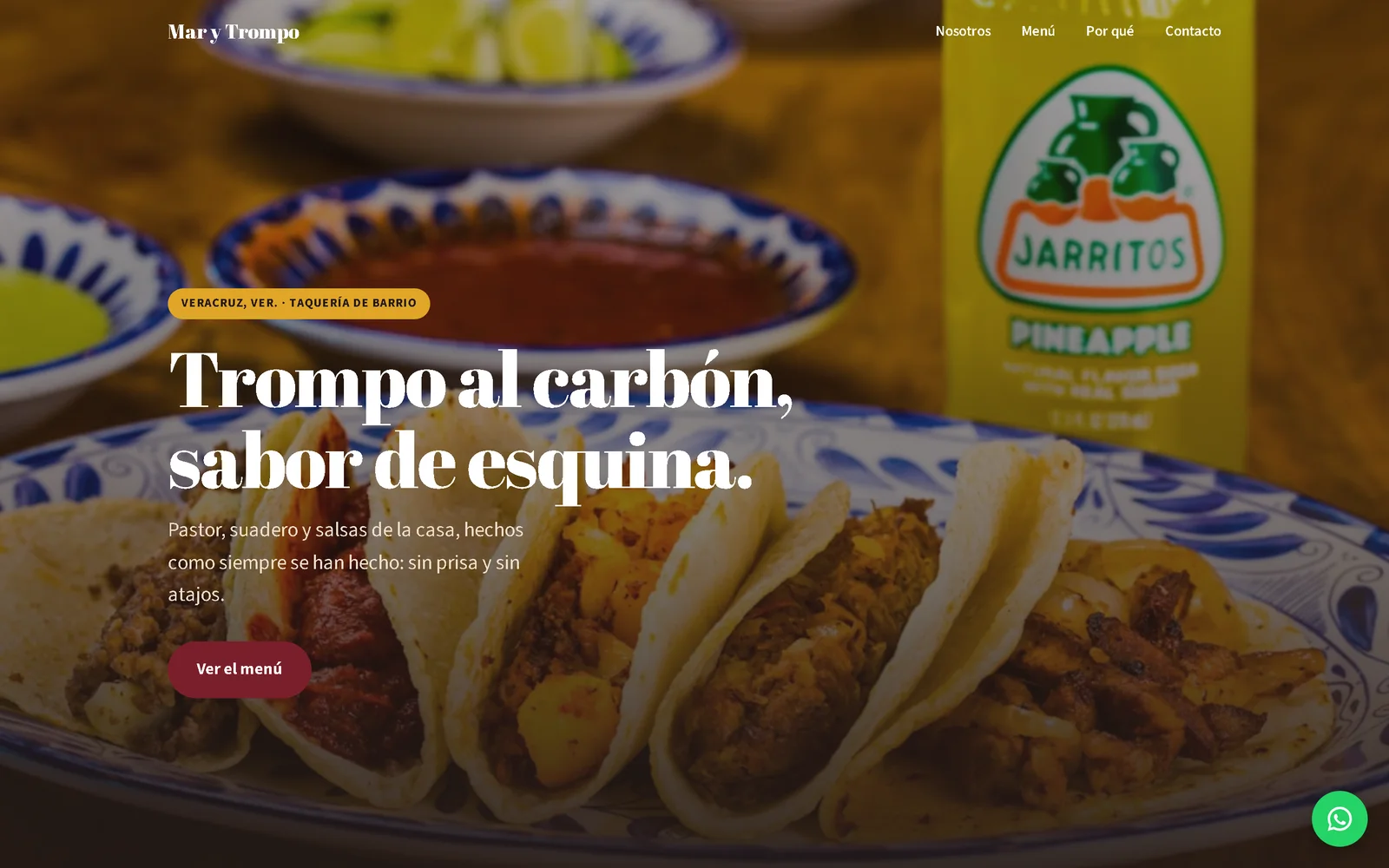 Página web de una taquería generada por Sup91, vista en computadora